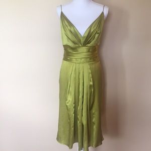 Badgley Mischa lime cocktail dress. 100% silk.